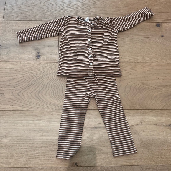 Kate Quinn brown striped ribbed outfit baby set 3T - Picture 1 of 2